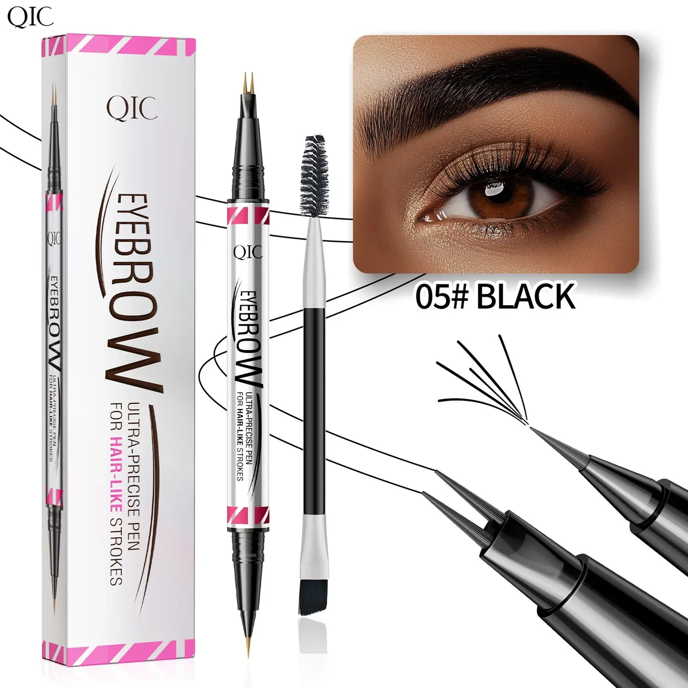 Two-Pronged Curved Eyebrow Pencil Waterproof Long-lasting natural Wild Brow Sleeper Silkworm Eyeliner