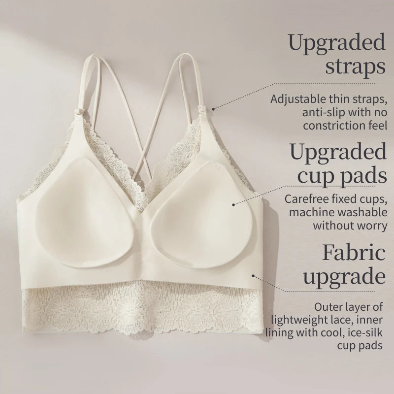 SUJIIN Summer Sexy Lace Camisole Tank Tops Women 2025 Beautiful Back Top Lady Seamless Wireless Bras French Woman Clothing XD002