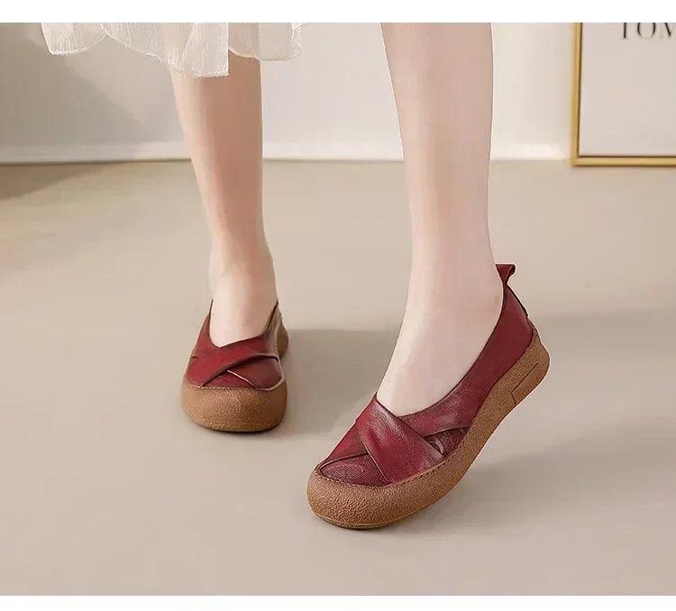 Authentic anti skid slip on leather flat shoes ladies shallow loafers woman comfy soft moccasin
