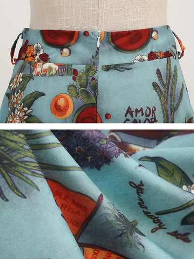 Summer Casual Women Midi Skirt Polka Dot High Waist Retro Vintage 50s Pleated Party Skirts