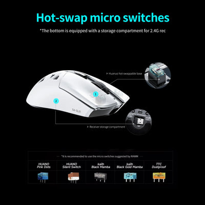 RAWM SL01C Bluetooth Wireless Gaming Mouse Tri-Mode Lightweight Rechargable Esports Mouse 7 Programmable Buttons PC Gamer Custom