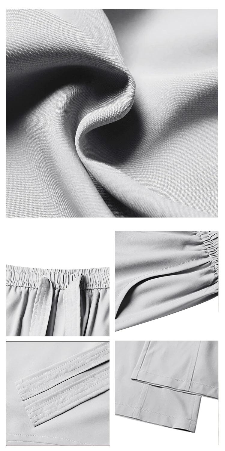 Men's Wide Pants Oversize Sports Streetwear Solid Color Sweatpants Summer Male Breathable Loose Trousers Streetwear Jogger Pants