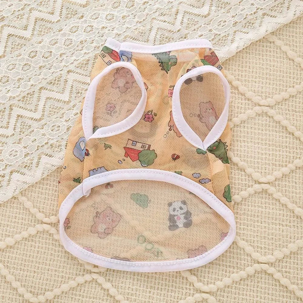 Pet clothing is fresh cute fashionable summer thin cat and dog clothing breathable mesh suspender and stylish vest