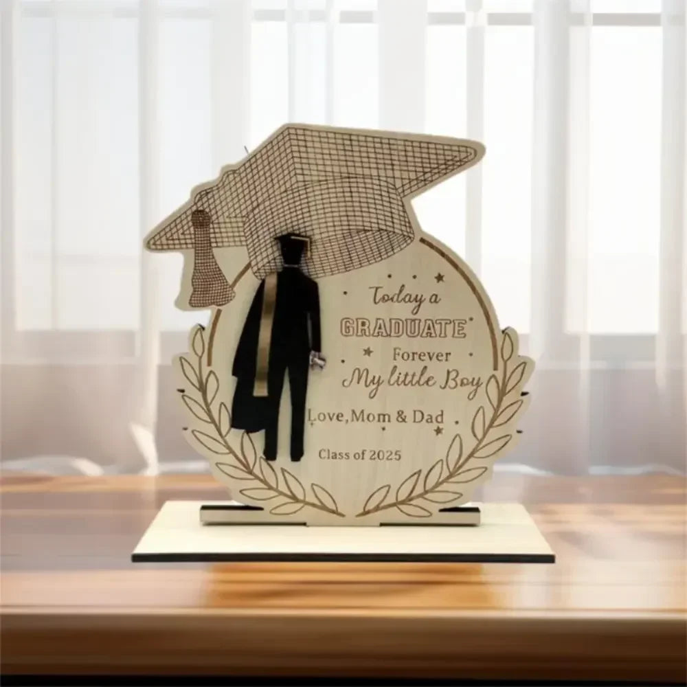 Desktop decor wooden graduation ornament rustic durable home decoration handmade creative gift festival