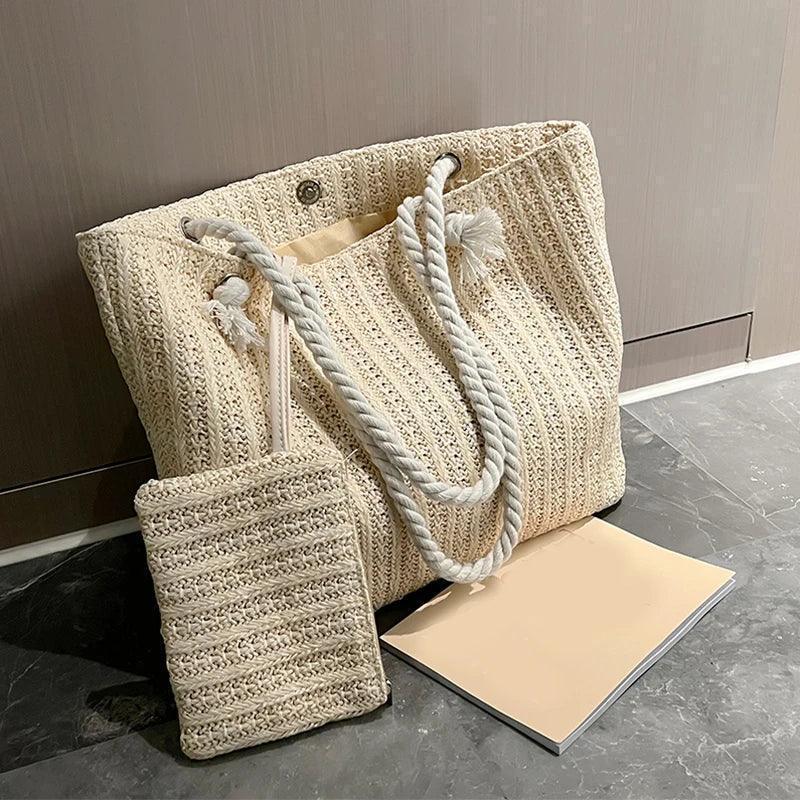 Designer women handbags fashion large capacity straw tote bag summer beach casual bali big purse