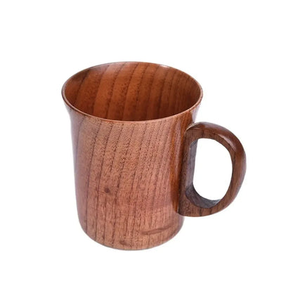 Drinkware Vintage Wooden Tea Cup Handmade Japanese Style Wood Coffee Mug with Handle Solid Wood Drinking Cup for Milk Hot Drinks