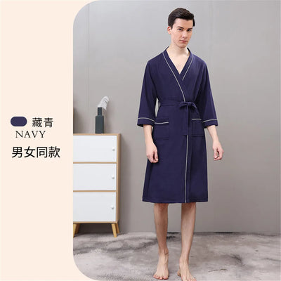 Waffle Patterned Bathrobe High Quality Water Absorption and Quick Drying Bathrobe for Couples