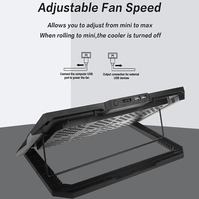 Gaming Laptop Cooling Pad with Powerful Cooler Fans,RGB Lighting and Phone Holder for 15-19 inch Laptops Stand