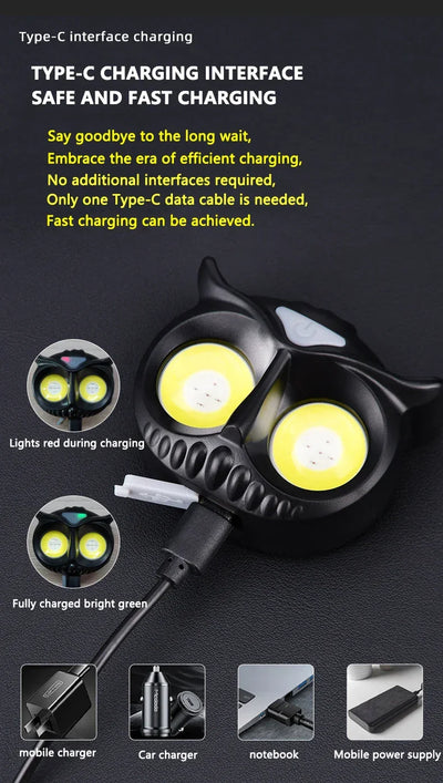 LiitoKala-Small Owl Headlamp, LH-208 209, Can Place 1.2V, 1.5V, AAA Outdoor Climbing Mountain Head Wearing Lamp