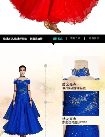 2025 Newest Woman Ballroom Dance Competition Dress Dance Ballroom Waltz Standard Dance Dress Women Ballroom Dress 009