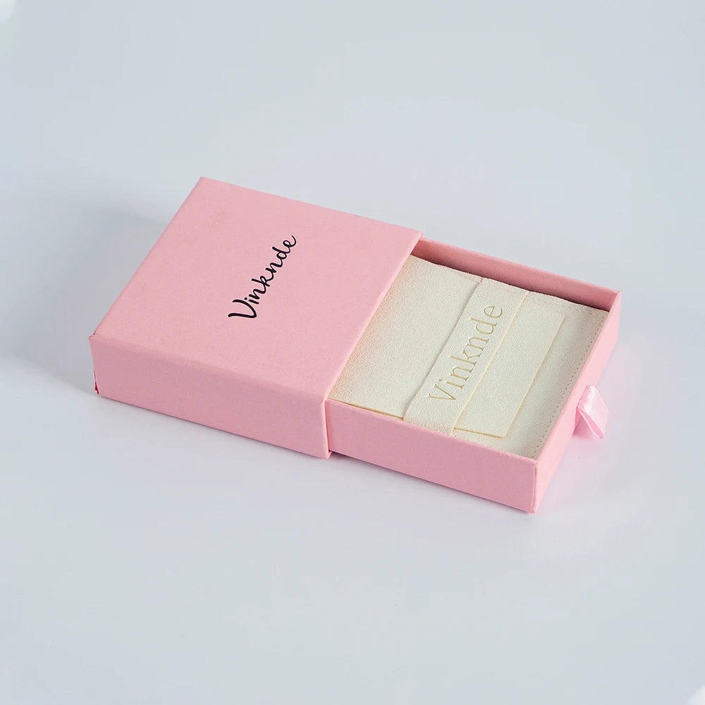 Custom Logo Luxurious Jewellery Packaging Pouch Printed Cardboard Drawer Box Fashion Jewelry Rings Packaging Box With Suede Bag