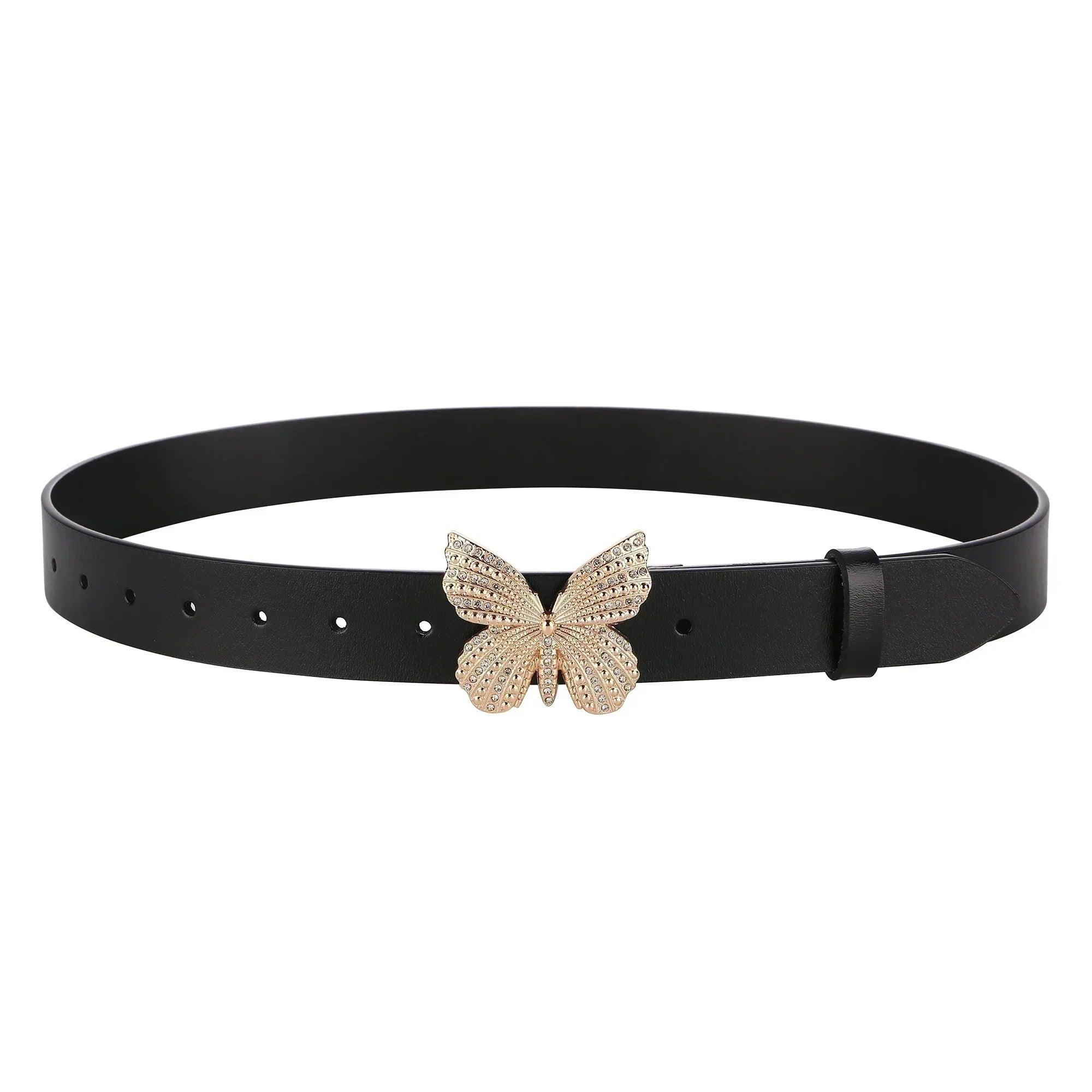 Fashion leather belts for women| belt butterfly fairy core punk goth buckle grommet | waist accessories
