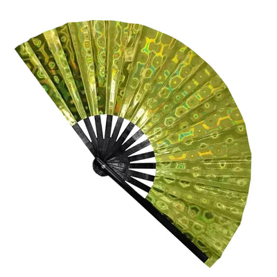 Holographic Hand Fan Raves Fans for Men Women Foldable Craft Holding Lasers Colors Hand Fan for Holiday Party