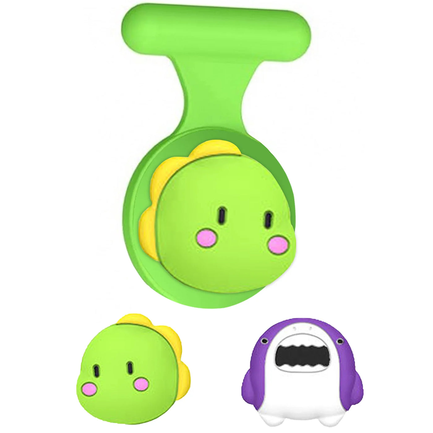 Green cartoon shark wristband holder for kids AirTag accessories