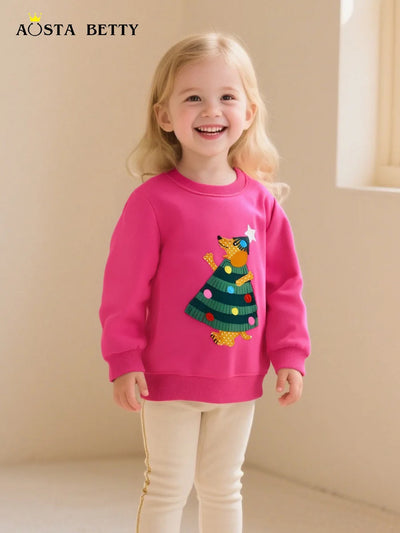 New girls' sweaters in autumn, European and American style, Christmas printed long-sleeved children's sweaters, knitted cotton r