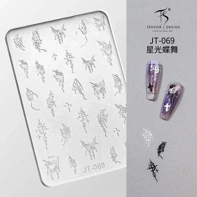 Geometric Bowknot Grid Lace Flora Edge Nail Art Silicone Carving Mold Mould Star Daisy Flower Charms Bow Tie Snowflake Template