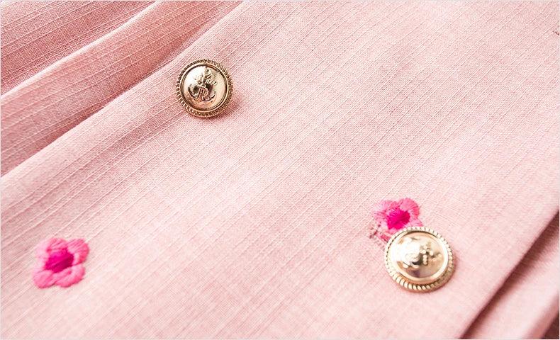 ZJYT New Fashion Women's Autumn Blazer Dresses Long Sleeve Embroidery Double Breasted Office Dress Plus Size Female Clothing