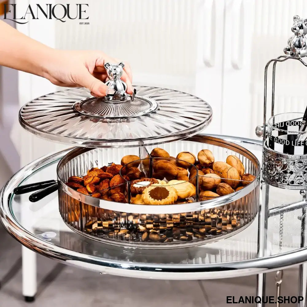 Snack Fruit Divided Plate Box Serving Tray Rack with Lid Candy Platter Compartment Storage Food Nut Dried Snacks Plastic Dish