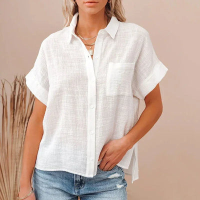 Linen White Top For Women