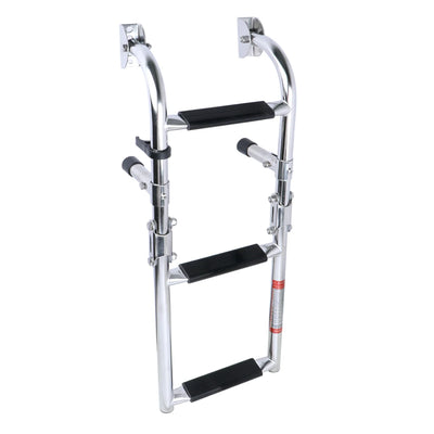Stainless Steel 3 Step Folding Boat Ladder 2+1 Steps Portable Swim Ladder Telescoping Stepladder for Marine Yacht Boat and More