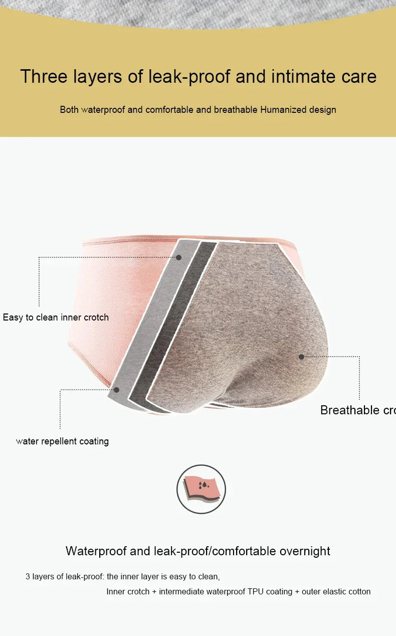 Panties For Menstruation Cotton Physiological Period Leak Proof Menstrual Panties Women Mid Waist Culotte Underwear Sexy Briefs