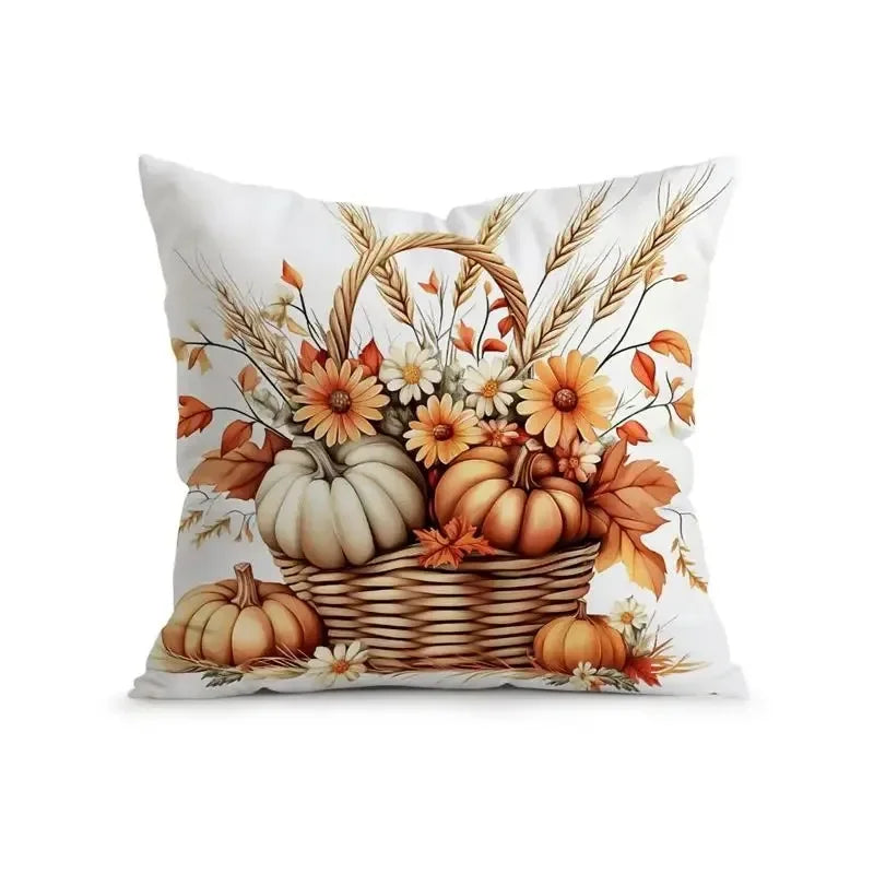 Home Decor Autumn Scenes: Door, Bicycle, Basket Decor Pattern Cushion Cover Suitable for Sofa Bedroom Car Pillow Cover