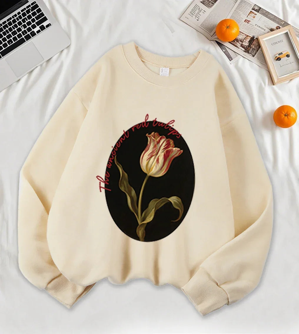 The Ancient Red Tulips Design Women Tops