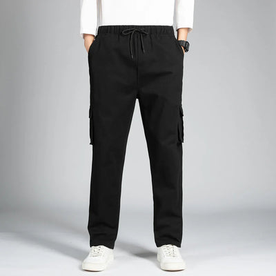 Men's Casual Wide Leg Pants Loose Straight Hip-Hop Streetwear Fashion Cargo Trousers with Pockets