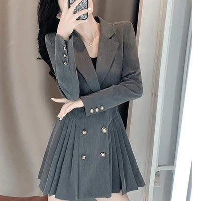 Sexy Black Hepburn Blazer Dress Vintage Aesthetic Woman  Harajuku Korean Fashion Casual Mini Loose for Women Elegant