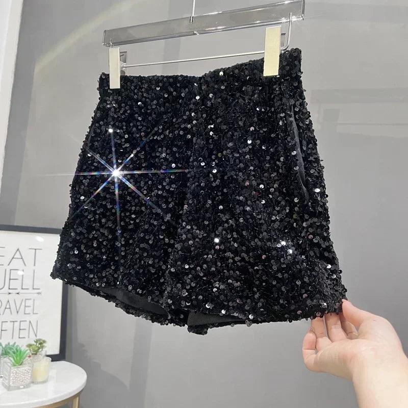 Hot girl y2k european and american style sequined shorts slim fit suede embroidered casual pants for women