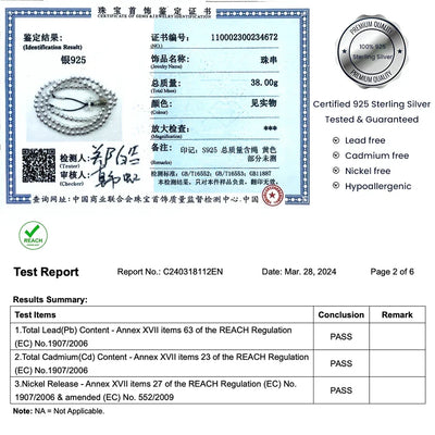 Real 925 Sterling Silver Multi Layers Round 108 Beads Bracelet For Women Buddhist Handmade DIY Beaded Jewelry