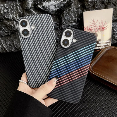 Simple Slim Matte Carbon Fiber Frameless Phone Cases for iPhone Shockproof Hard Cover 17 16 15 14 plus 13 pro Max 11 Half Pack
