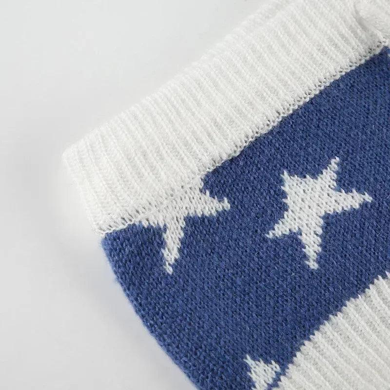 Y2k knitted very short shorts 2000s sexy knit hot stars and stripes print pants for women america/usa flag