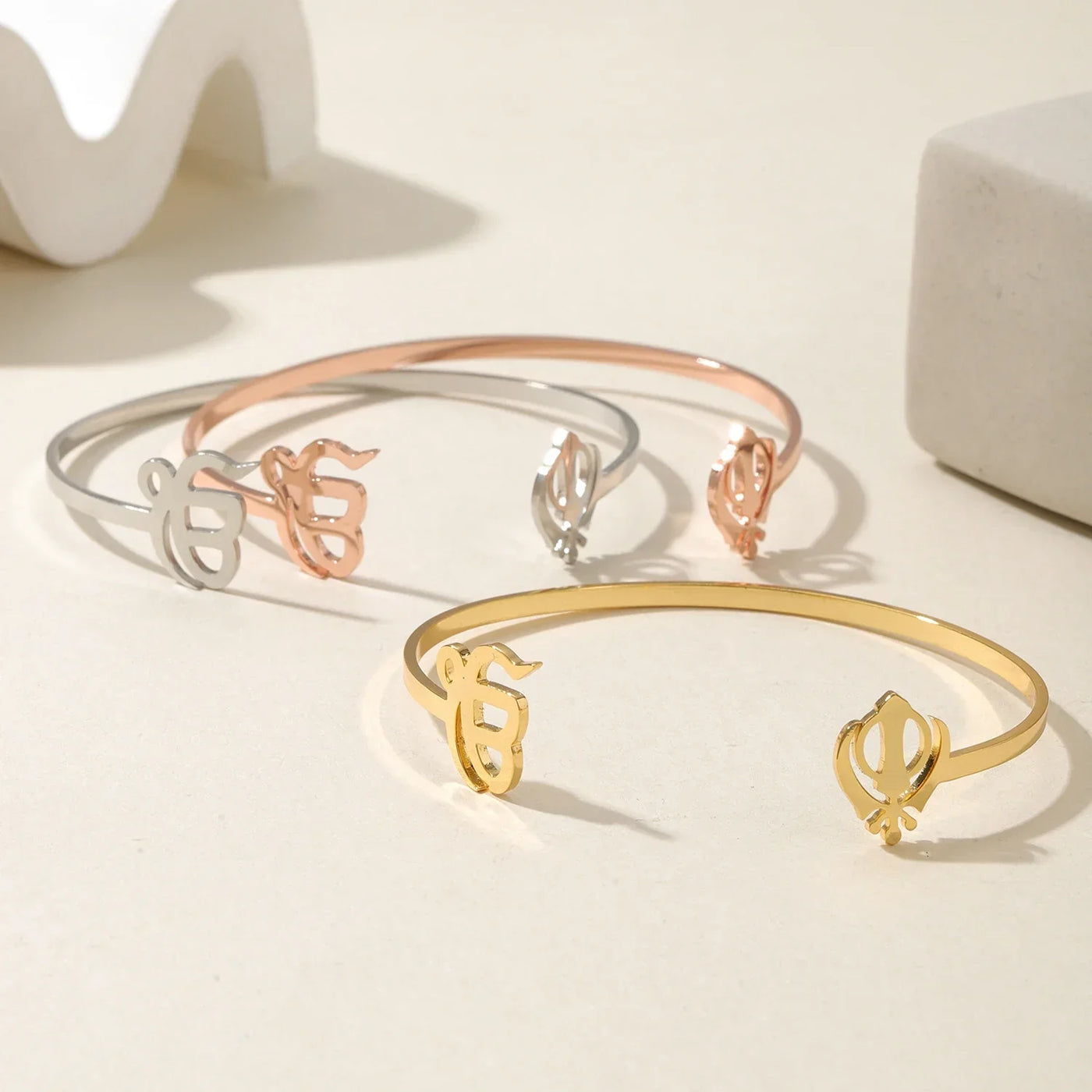 Punjabi Sikh Gold Bracelet God Unique Symbol 18k Stainless Steel Believer Faith Master Unique Symbol Religious Jewelry Souvenir