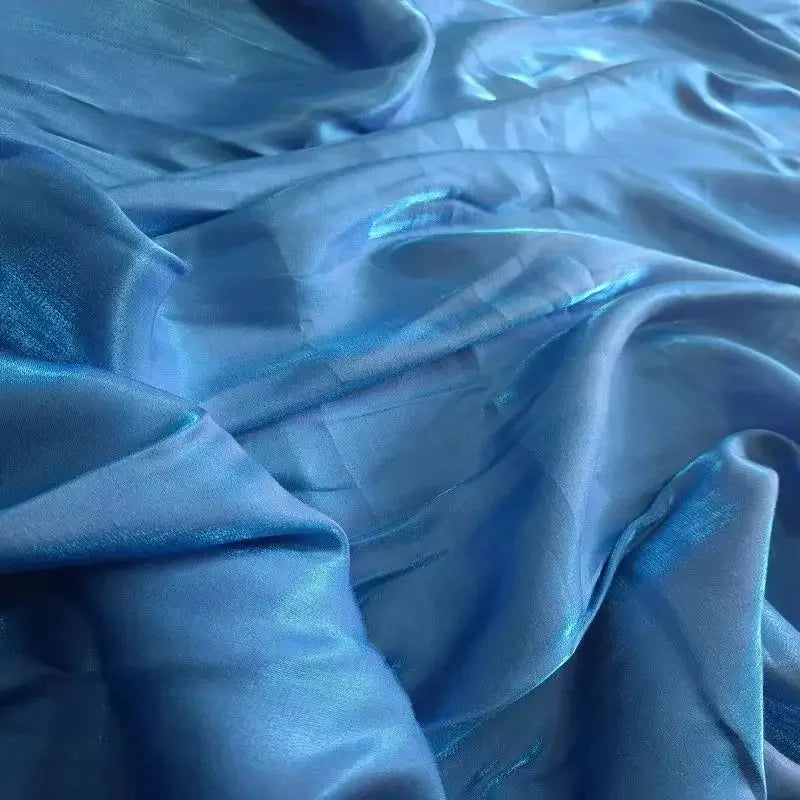 Mermaid Texture Gradient Reflective Fabric Illusion By The Meter for Shirt Full Dress Hanfu Clothing DIY Sewing Soft Cloth White