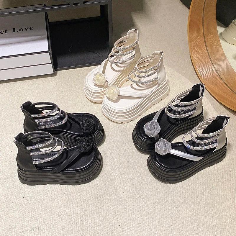 2025 designers women summer sandals open toe 8cm platform wedge sneakers casual shoes beach sandálias das mulheres