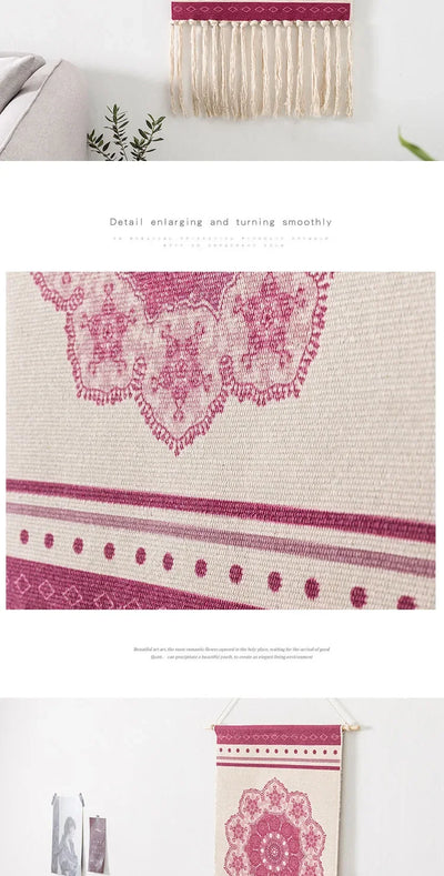 Home decoration Bohemian Tapestry Wall decor aesthetic room Tassel Macrame Hanging Art geometric Woven Cotton Handmade Linen for