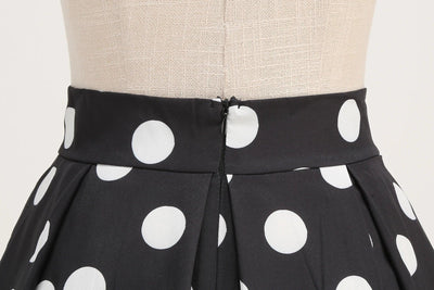 Summer Casual Women Midi Skirt Polka Dot High Waist Retro Vintage 50s Pleated Party Skirts