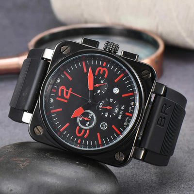 High-End BR Original Brand Watches For Mens High Quality Square Automatic Mechanical Watch Business Sports AAA Male Clock