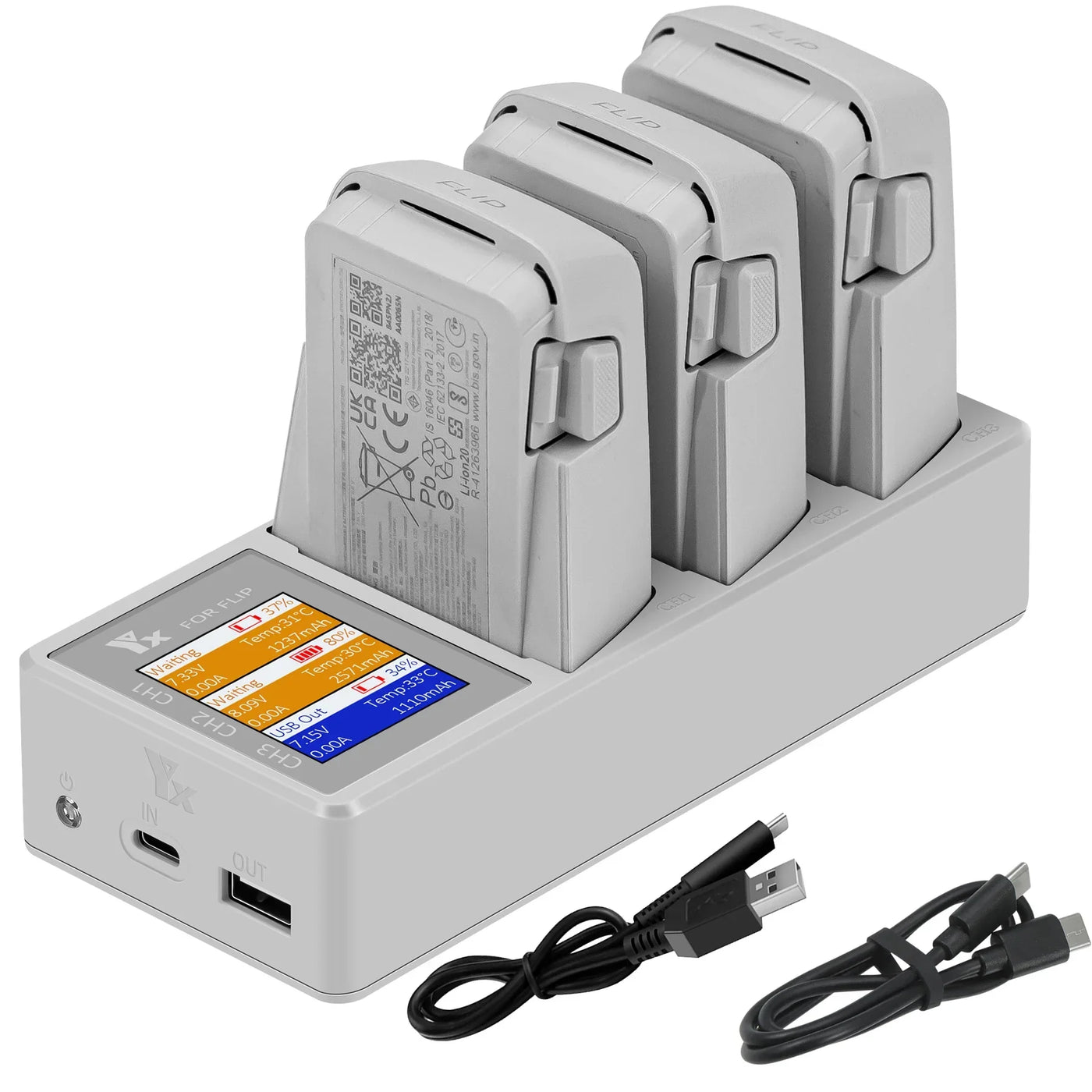 3 IN 1 Battery Charger For DJI Flip Drone Parallel Charging Hub Charging Board With Display Monitor Parts