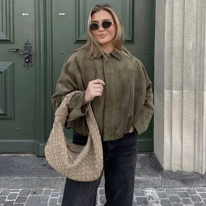 Women’s jackets spring chic elegant outerwear loose warm coat youth fashion