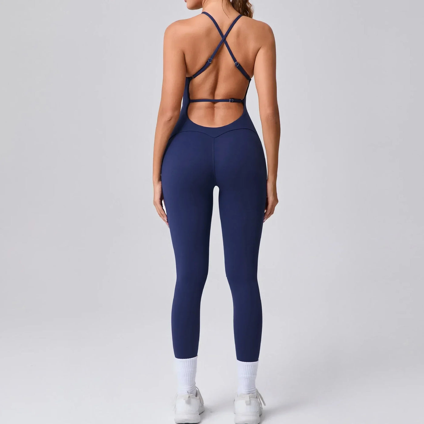 Seamless Yoga Jumpsuits Sports Fitness Cross Straps Beauty Back Peach Hip Raise Tight One-piece Gym Workout Tracksuits for Women