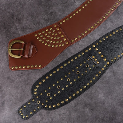 New vintage haute couture fashion with a dress with a hipster studded punk waist seal