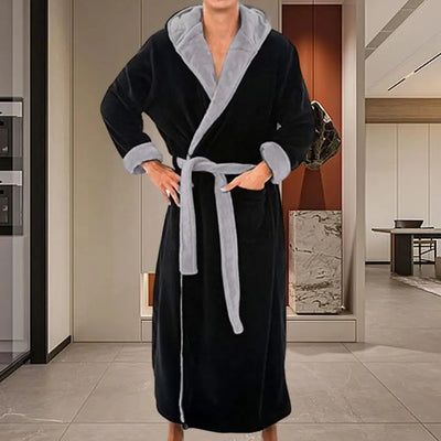 Cozy Bathrobe Luxurious Men's Hooded Bathrobe