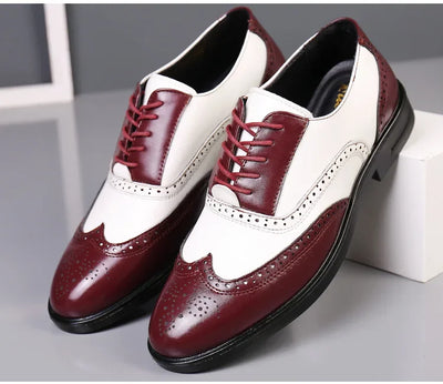 Retro Men's Oxford Shoes Fashion Block Carved Casual Shoes Social Shoes Male Business Dress Leather Shoe Zapatos Para Hombres