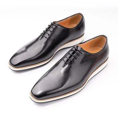Modern Leather Men's Shoes Office Business Formal Suit Footwear High Quality Oxford Lace Up Handmade Brogue Shoes EVA Outsole