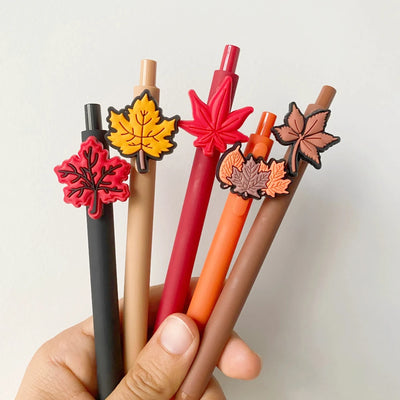 5Pcs Thanksgiving Leaf Pens Autumn Ballpoint Pens for Thanksgiving Harvest Office Classroom Activity Party Supplies