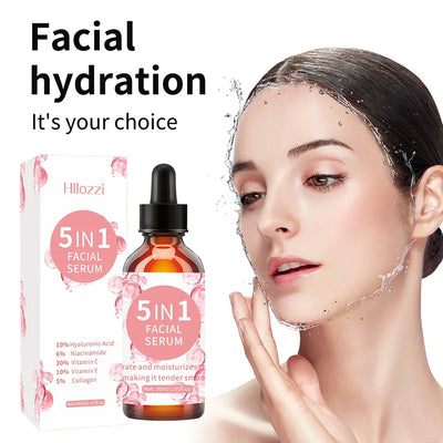 5 In 1 Fade fine lines Firming Face Serum Moisturizing brightning Vitamin C Hyaluronic Acid Facial Serum Shrink Pores Skin Care