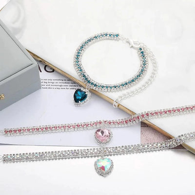 Rhinestone Pet Collars Sparkling 3 Rows Crystal Diamond Cat Small Dog Wedding Collar Puppy Girl Bling Necklace Pendant Jewelry