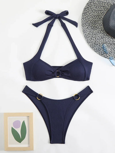 Sexy Women's Swimsuit 2025 Summer Bikini Two-piece Swimwear for Woman Beachwear Halter Bikinis Sets Swimming Beach Bathing Suits